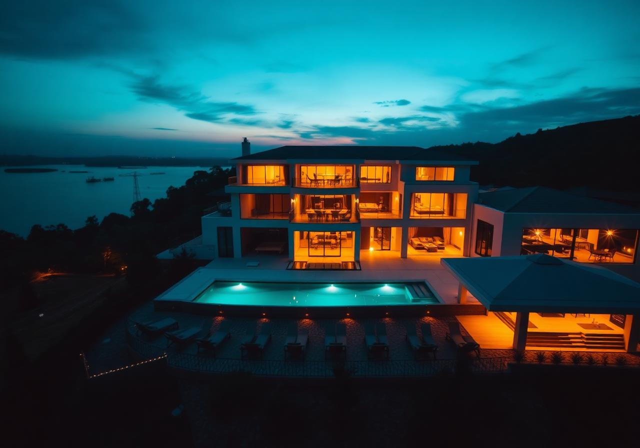 Luxury mansion at twilight